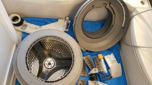愛知県日進市 日立製ドラム式洗濯機乾燥循環系統清掃同時分解クリーニング